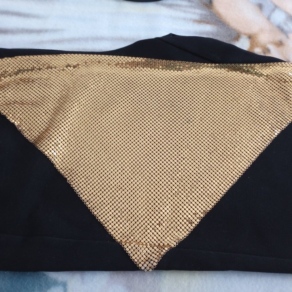 Vintage Whiting and Davis Gold Mesh Bandana Bib